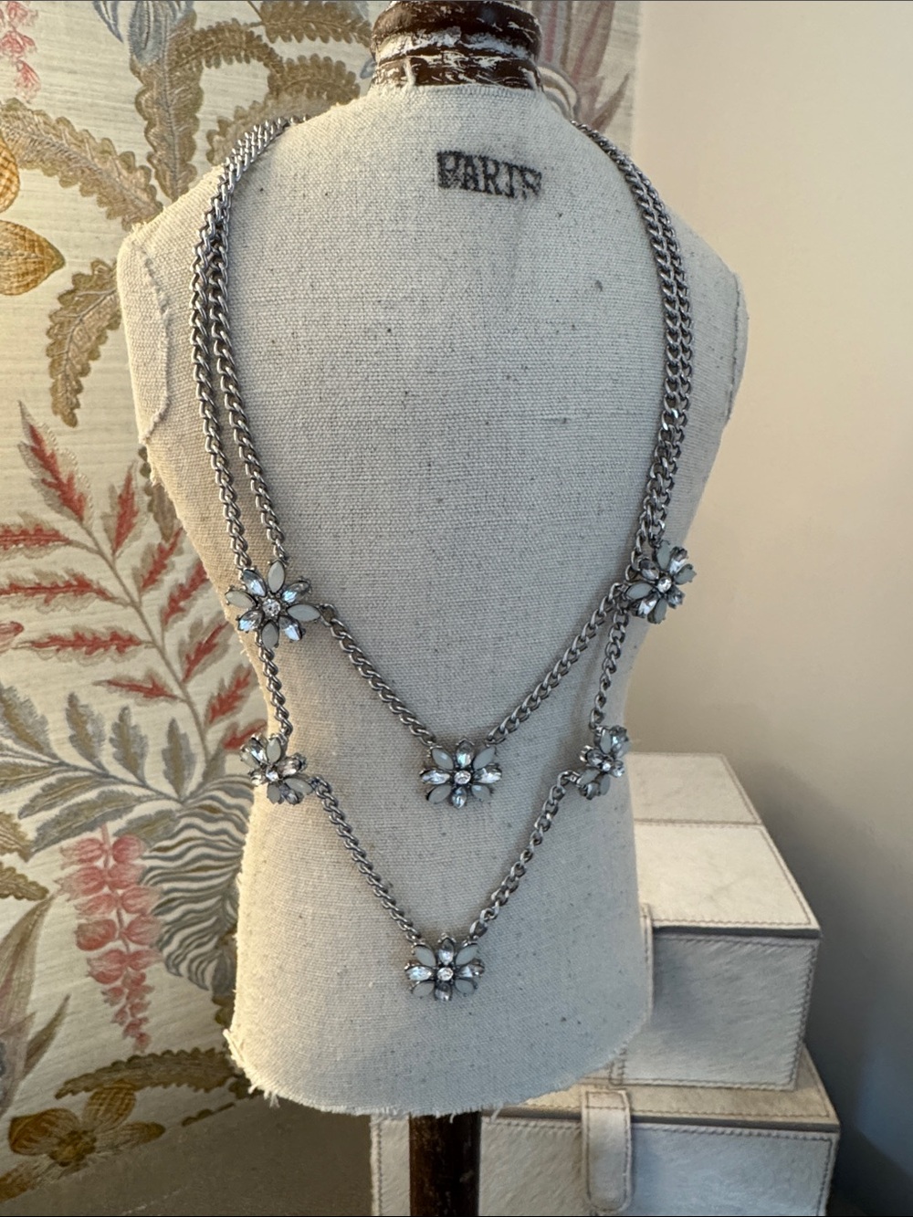 LOFT Silver-Tone Multi-Strand Floral Statement Necklace